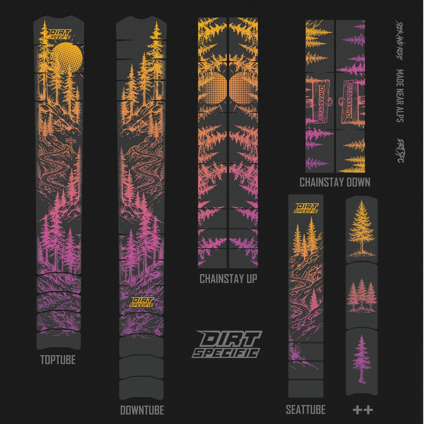 Pine Path Dawn - Bike Frame wrap MK2