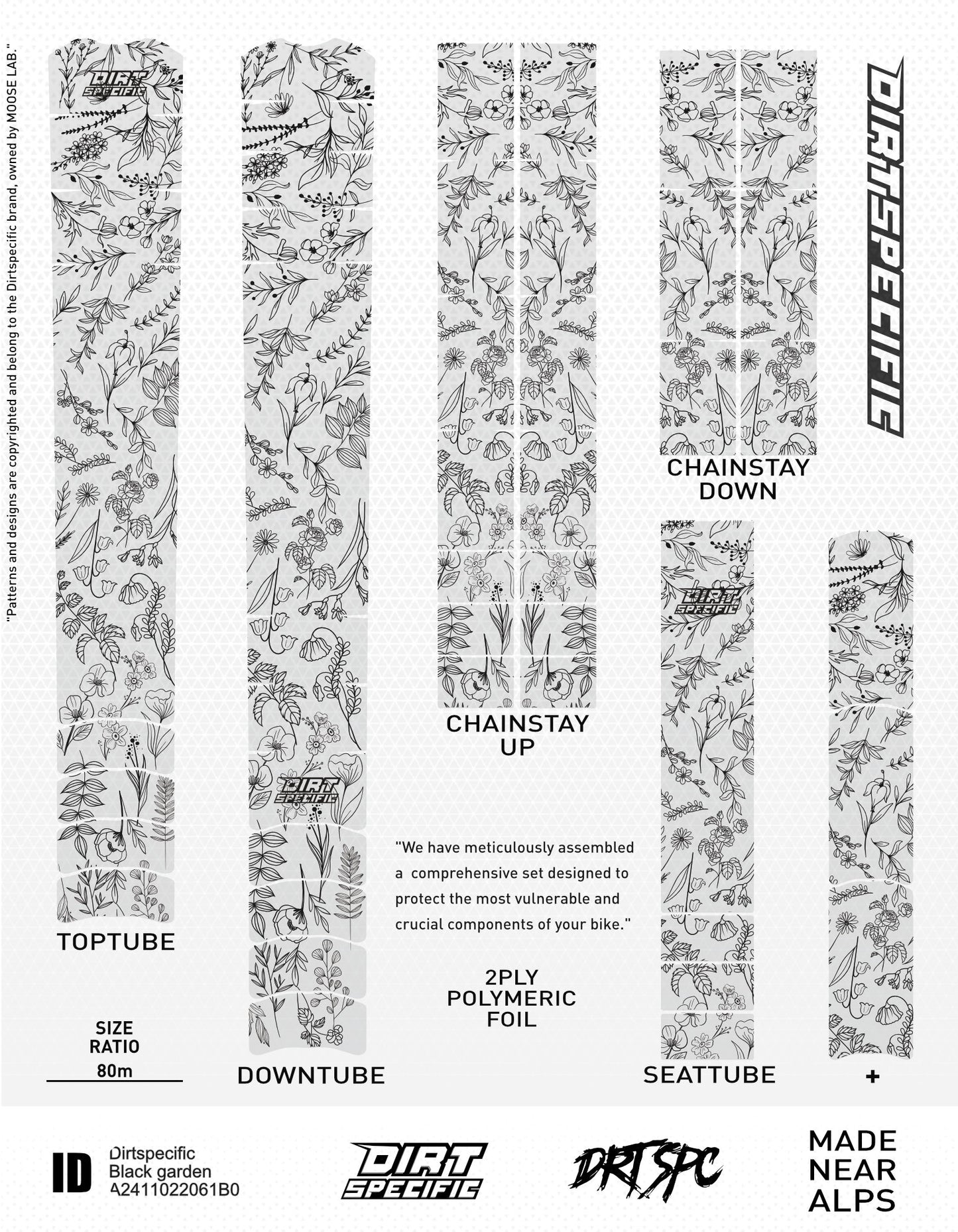 Black garden - Bike Frame wrap MK2 - (Custom Color Options🎨 ) bike wrap kit – full frame protection set for mountain bikes mtb gravel downhill enduro