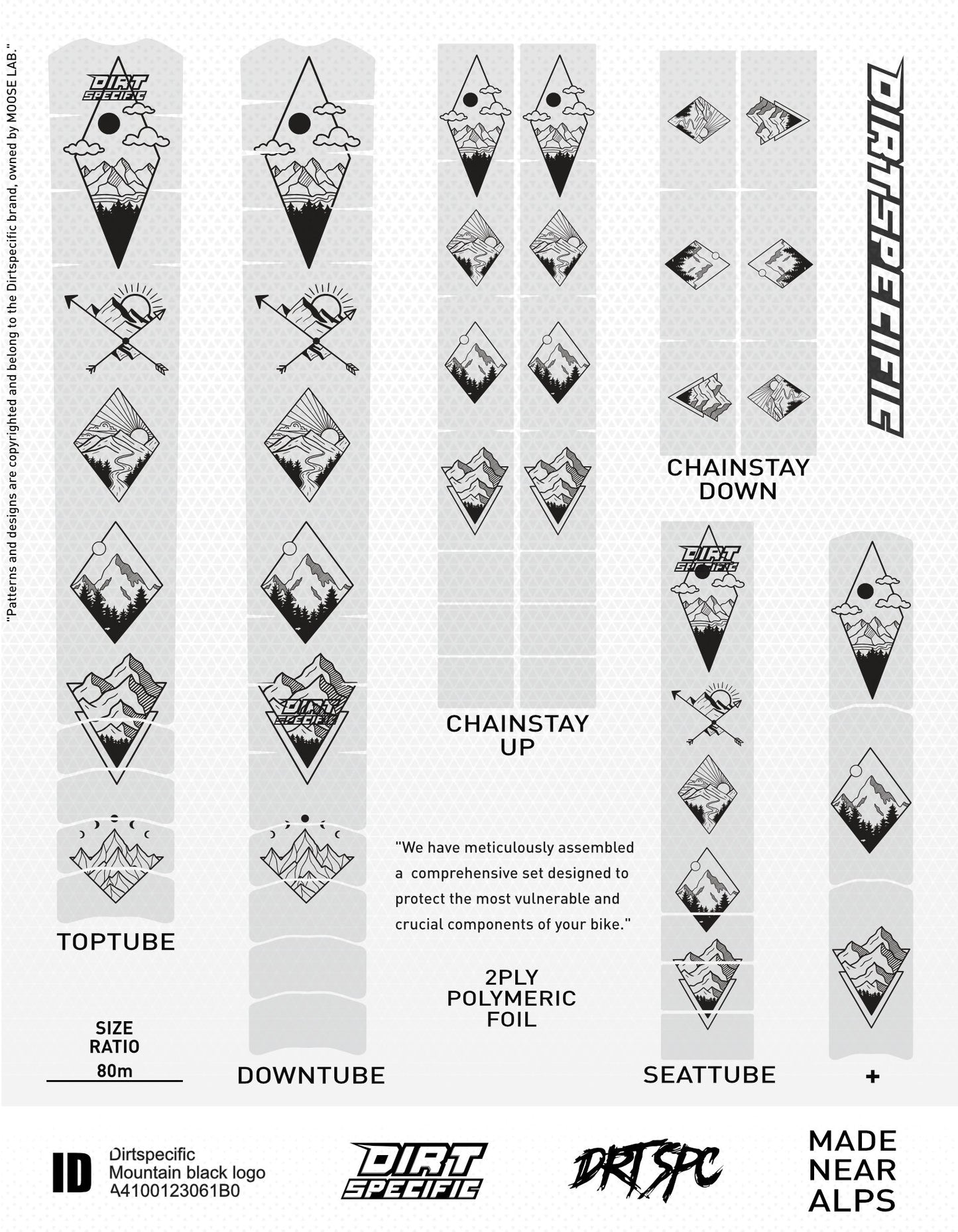 Mountain black logo - Bike Frame wrap MK2 - (Custom Color Options🎨 ) bike wrap kit – full frame protection set for mountain bikes mtb gravel downhill enduro