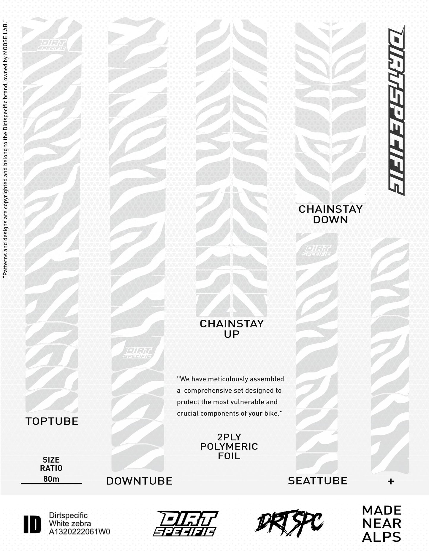 White zebra - Bike Frame wrap MK2 - (Custom Color Options🎨 ) bike wrap kit – full frame protection set for mountain bikes mtb gravel downhill enduro