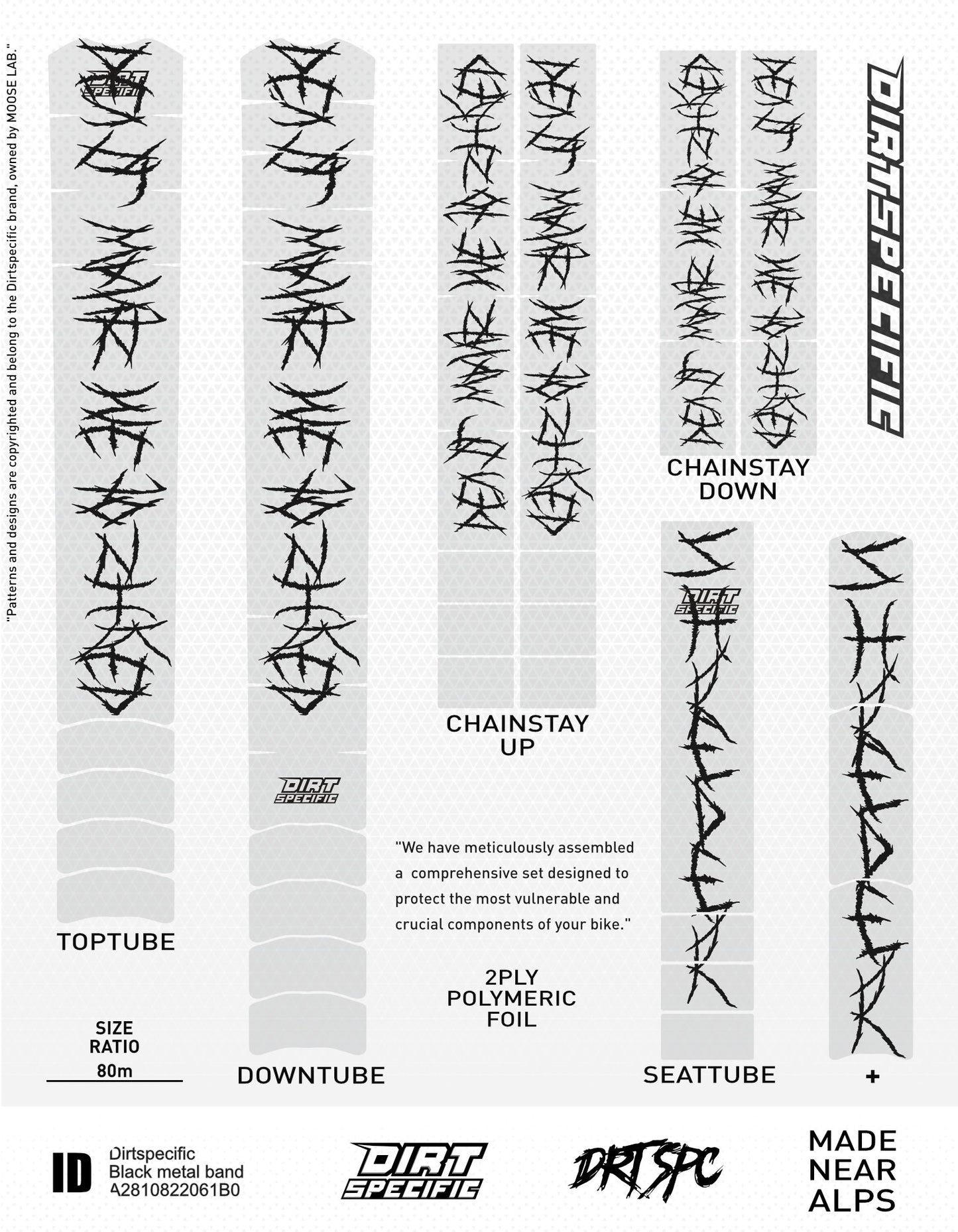 Black metal band - Bike Frame wrap MK2 - (Custom Color Options🎨 ) bike wrap kit – full frame protection set for mountain bikes mtb gravel downhill enduro