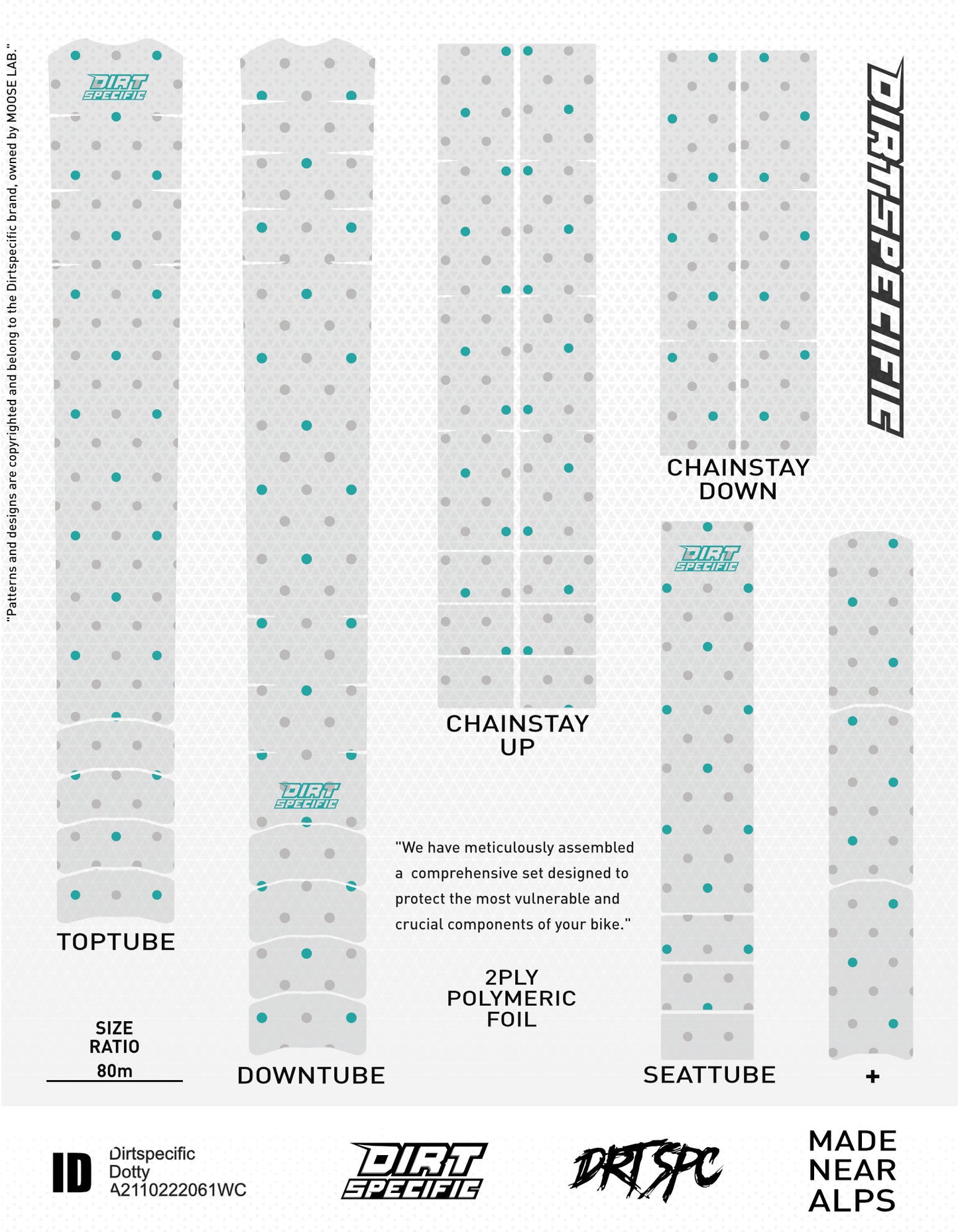 Dotty - Bike Frame wrap MK2 bike wrap kit – full frame protection set for mountain bikes mtb gravel downhill enduro