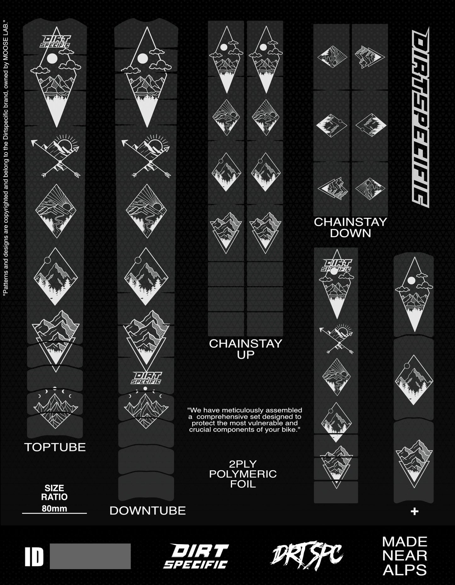 Mountain white logo - Bike Frame wrap MK2 - (Custom Color Options🎨 ) bike wrap kit – full frame protection set for mountain bikes mtb gravel downhill enduro