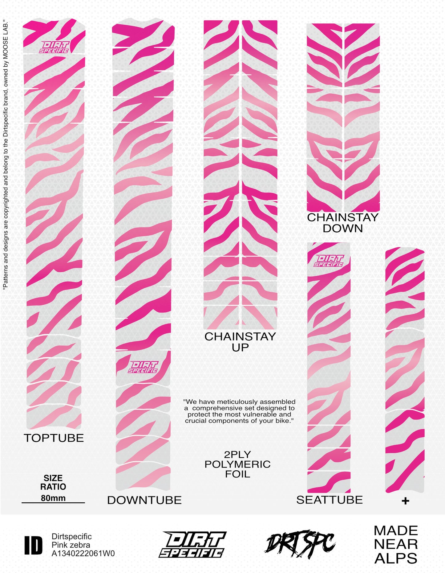 Pink zebra - Bike Frame wrap MK2 bike wrap kit – full frame protection set for mountain bikes mtb gravel downhill enduro