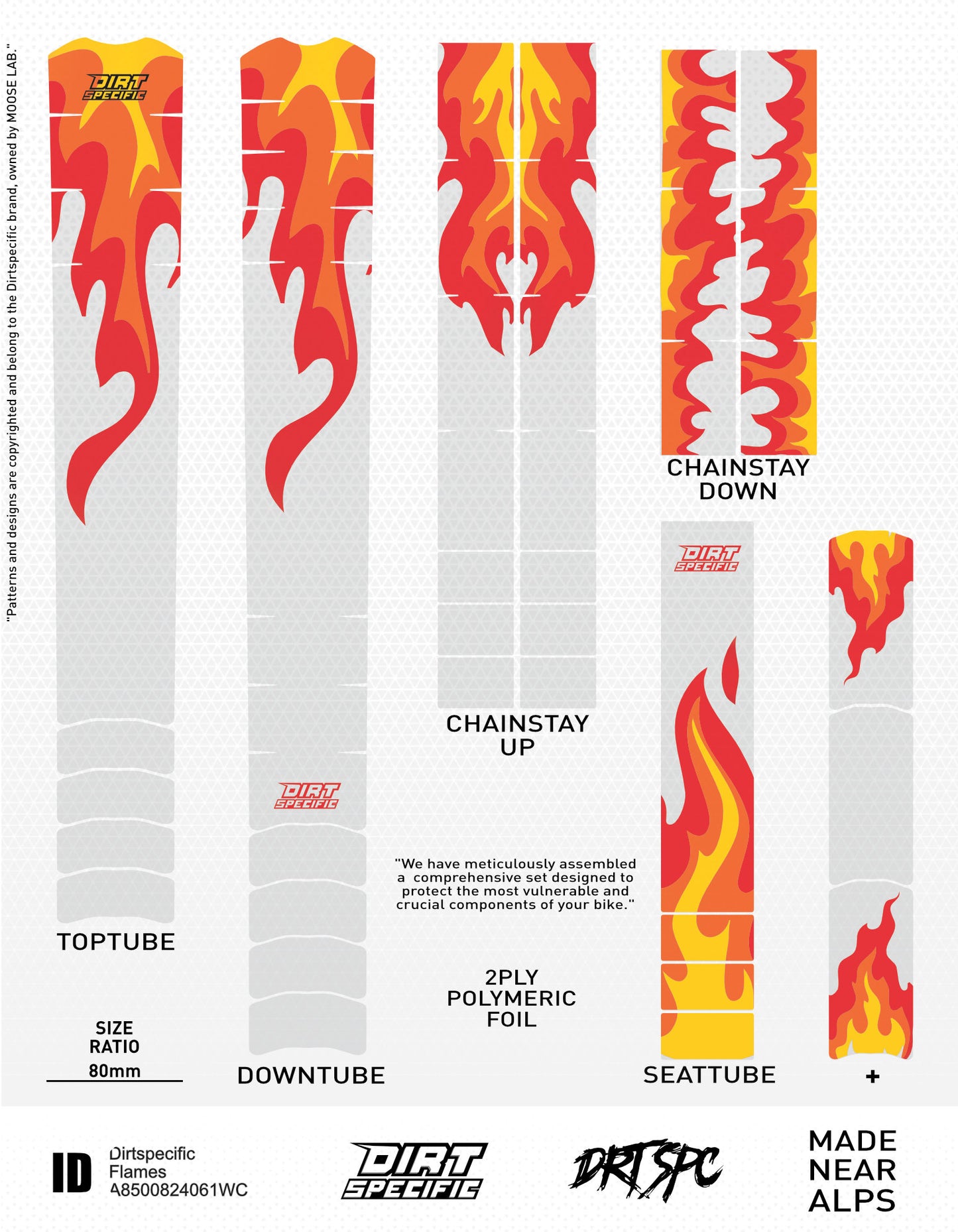 Flames - Bike Frame wrap MK2 bike wrap kit – full frame protection set for mountain bikes mtb gravel downhill enduro