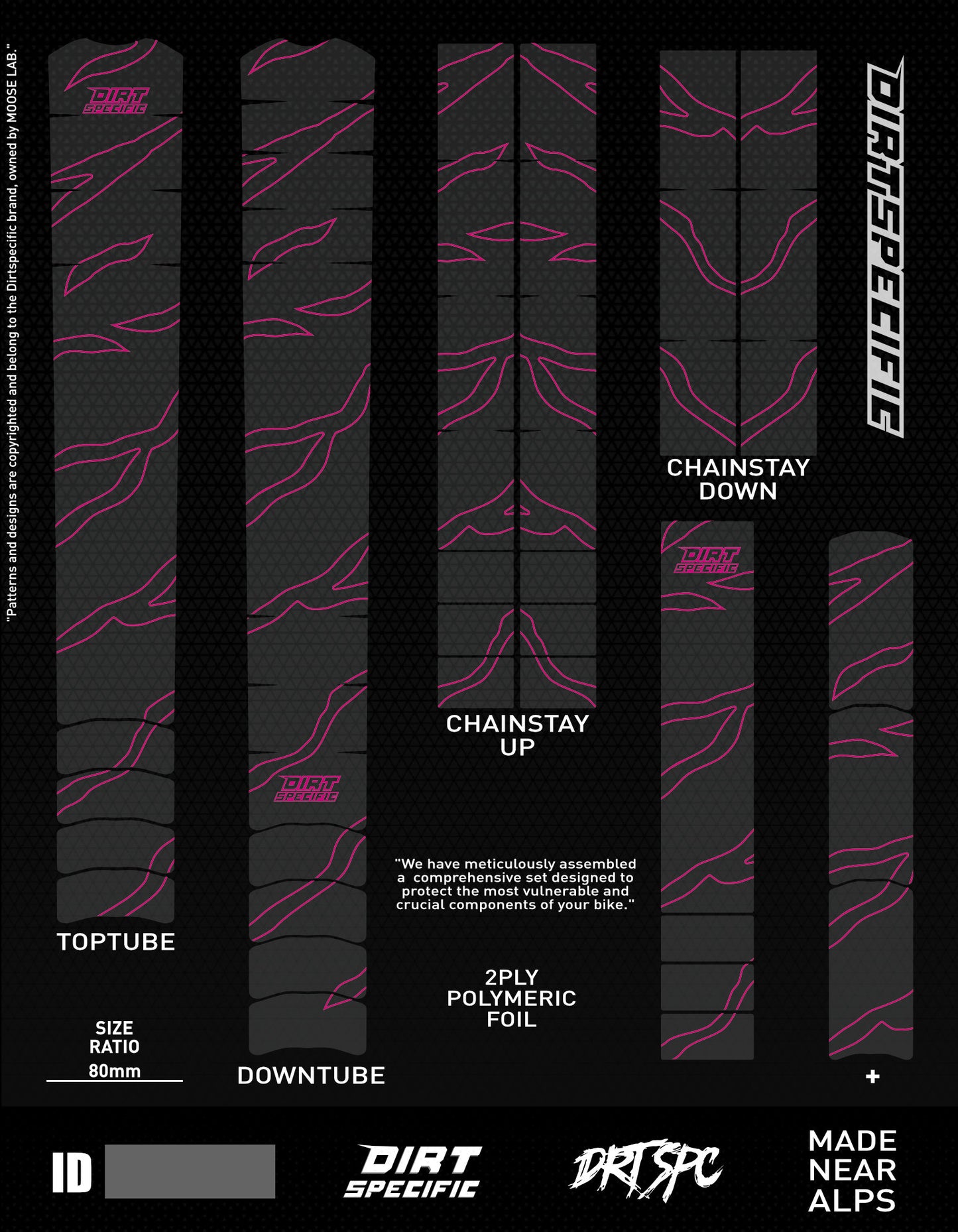 Pink zebra light - Bike Frame wrap MK2 - (Custom Color Options🎨 ) bike wrap kit – full frame protection set for mountain bikes mtb gravel downhill enduro