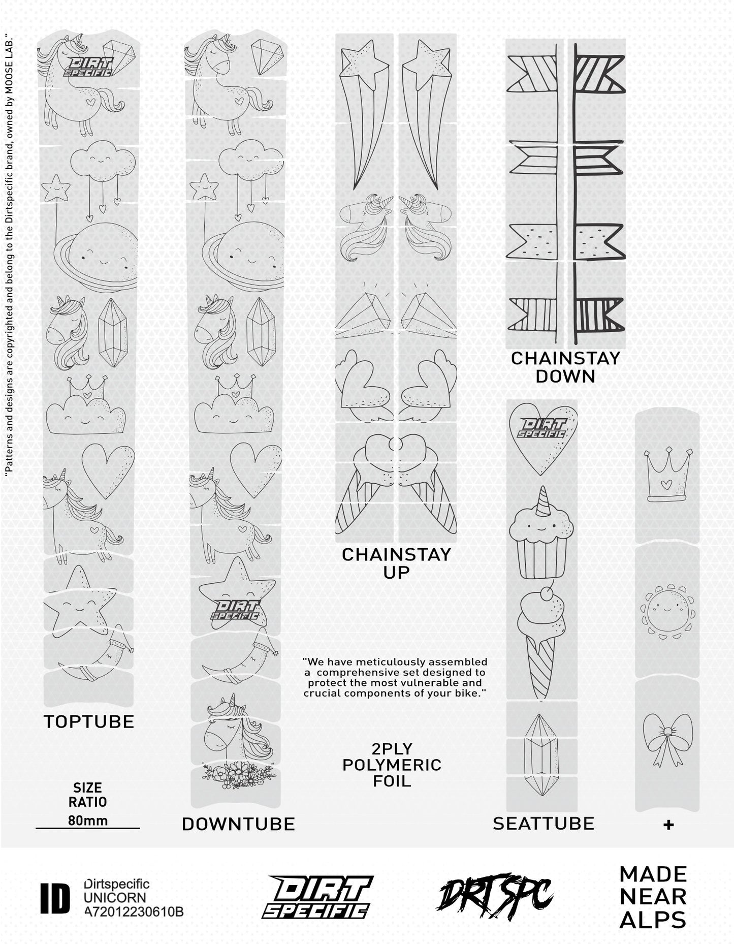 Unicorn - Bike Frame wrap MK2 - (Custom Color Options🎨 ) bike wrap kit – full frame protection set for mountain bikes mtb gravel downhill enduro