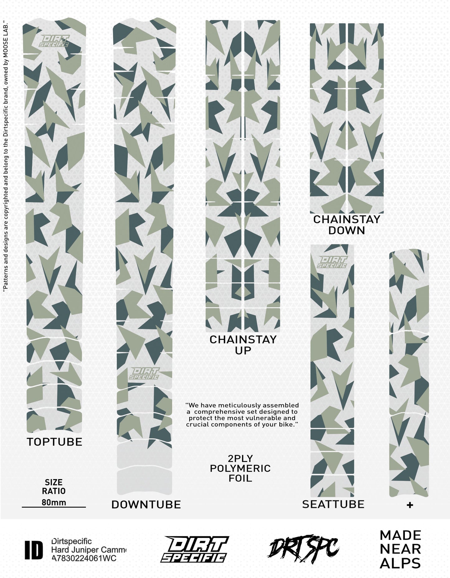 Hard Juniper Cammo - Bike Frame wrap MK2 bike wrap kit – full frame protection set for mountain bikes mtb gravel downhill enduro