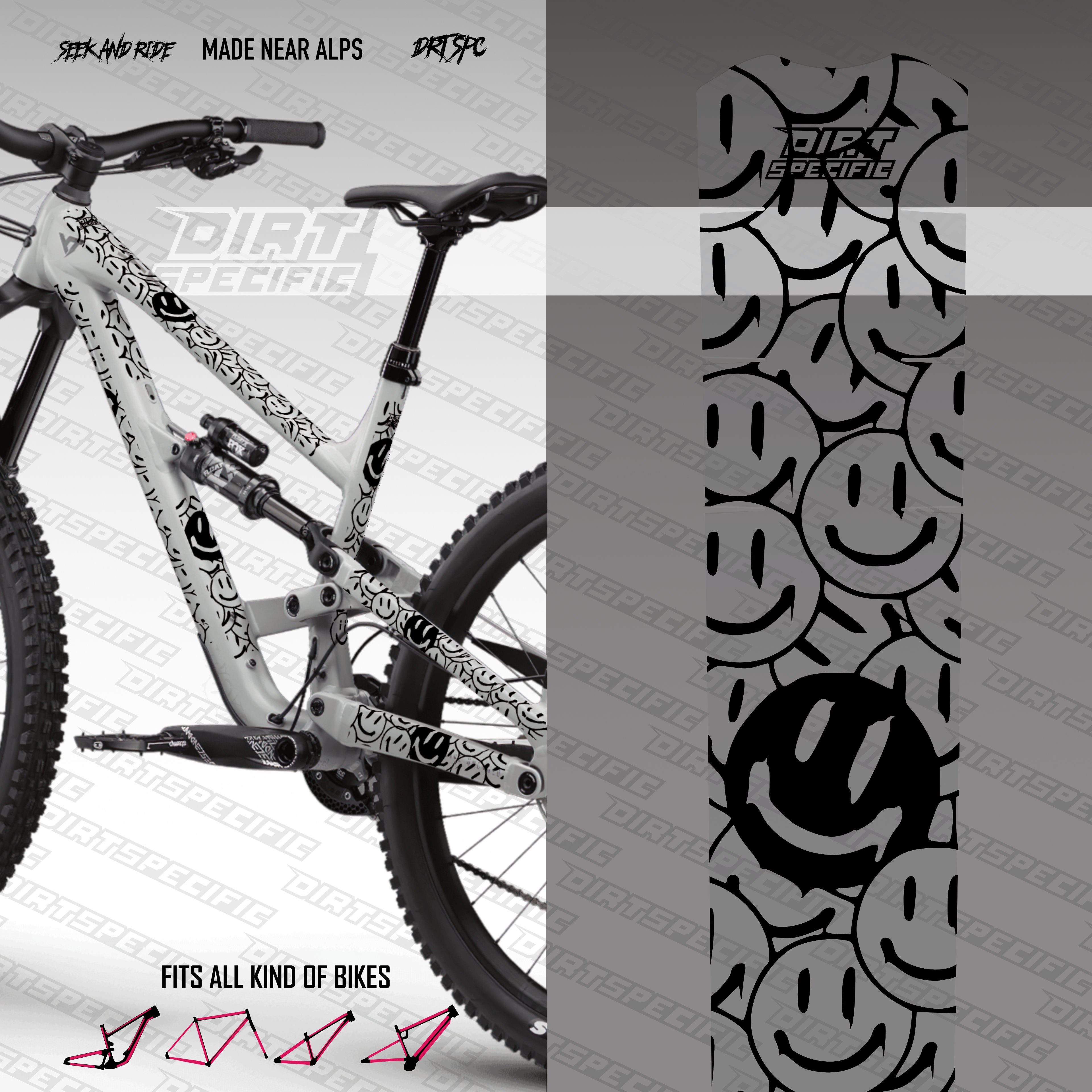 SMILE dark - Bike Frame wrap MK2 - (Custom Color Options🎨 ...