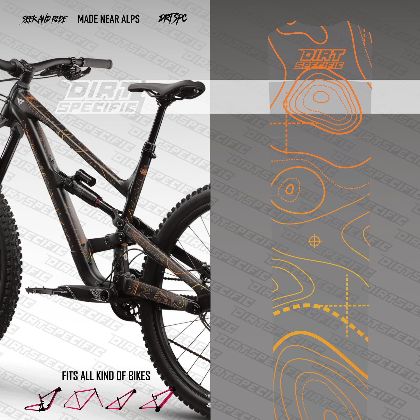 Sunset RIDGE - Bike Frame wrap MK2 bike wrap kit – full frame protection set for mountain bikes mtb gravel downhill enduro