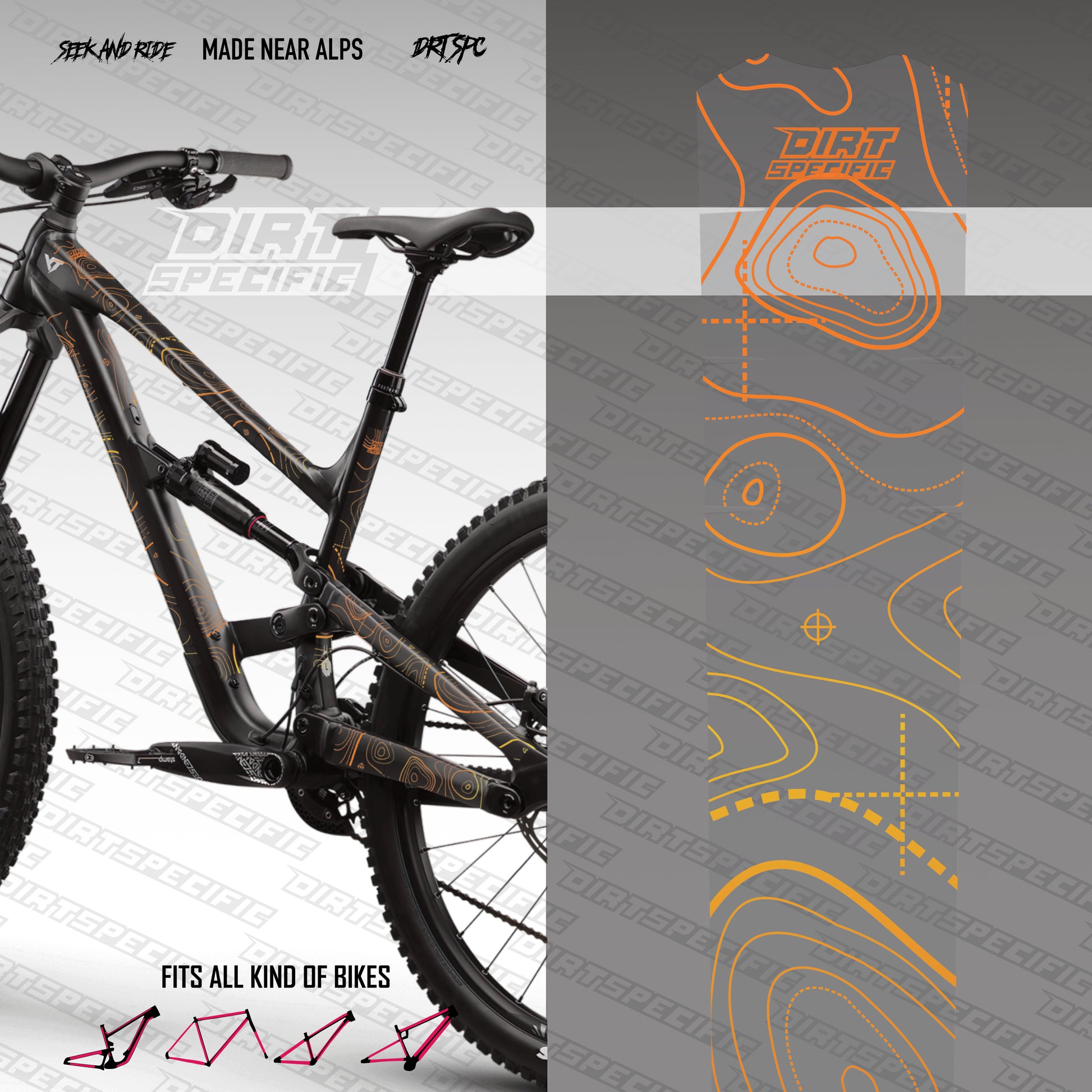 Sunset RIDGE - Bike Frame wrap MK2 bike wrap kit – full frame protection set for mountain bikes mtb gravel downhill enduro