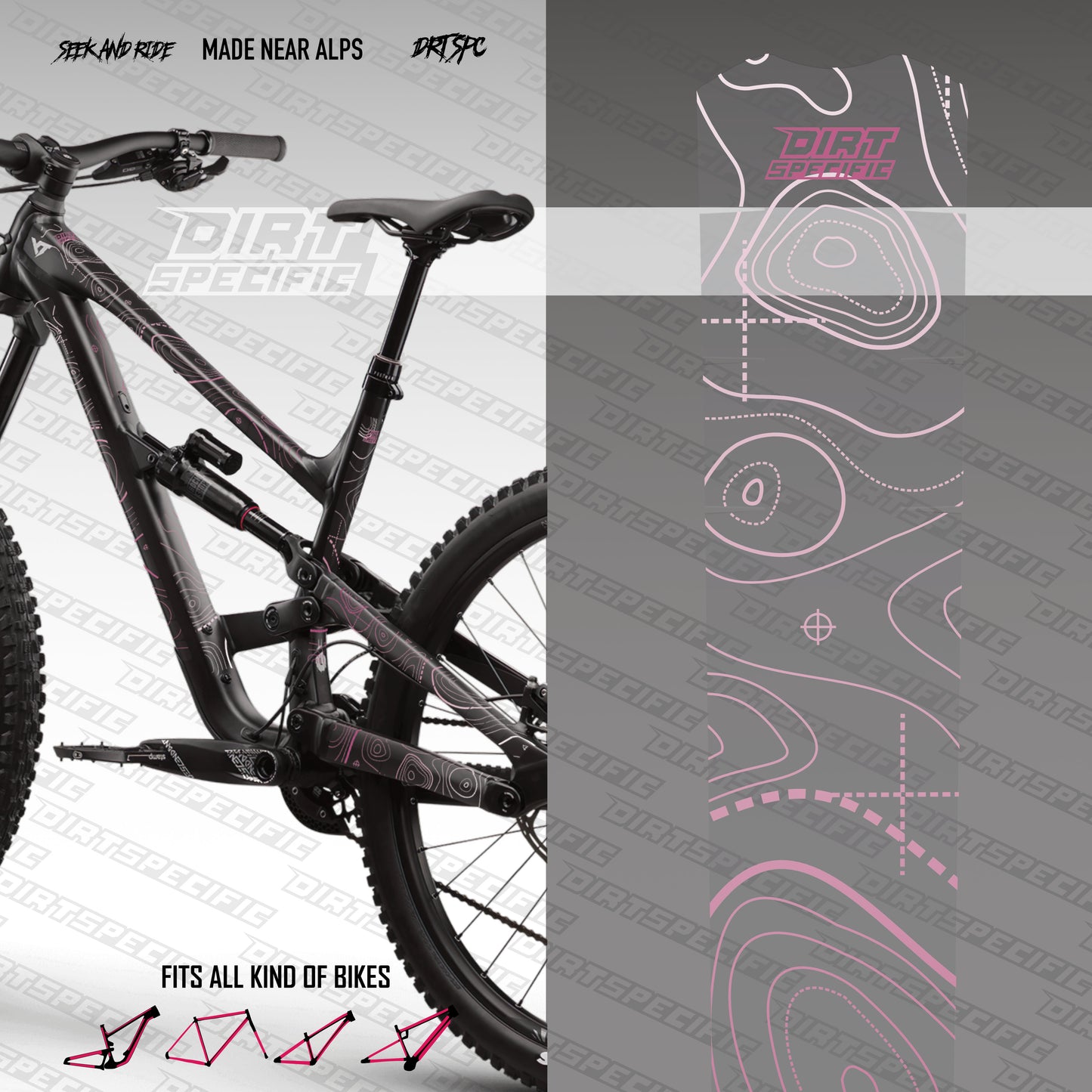 Purple RIDGE - Bike Frame wrap MK2 bike wrap kit – full frame protection set for mountain bikes mtb gravel downhill enduro