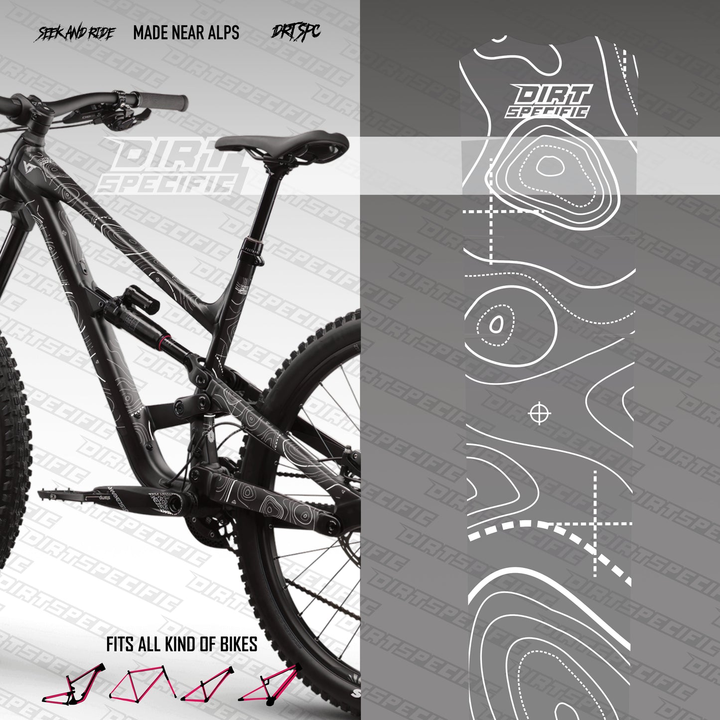 White RIDGE - Bike Frame wrap MK2 - (Custom Color Options🎨 ) bike wrap kit – full frame protection set for mountain bikes mtb gravel downhill enduro