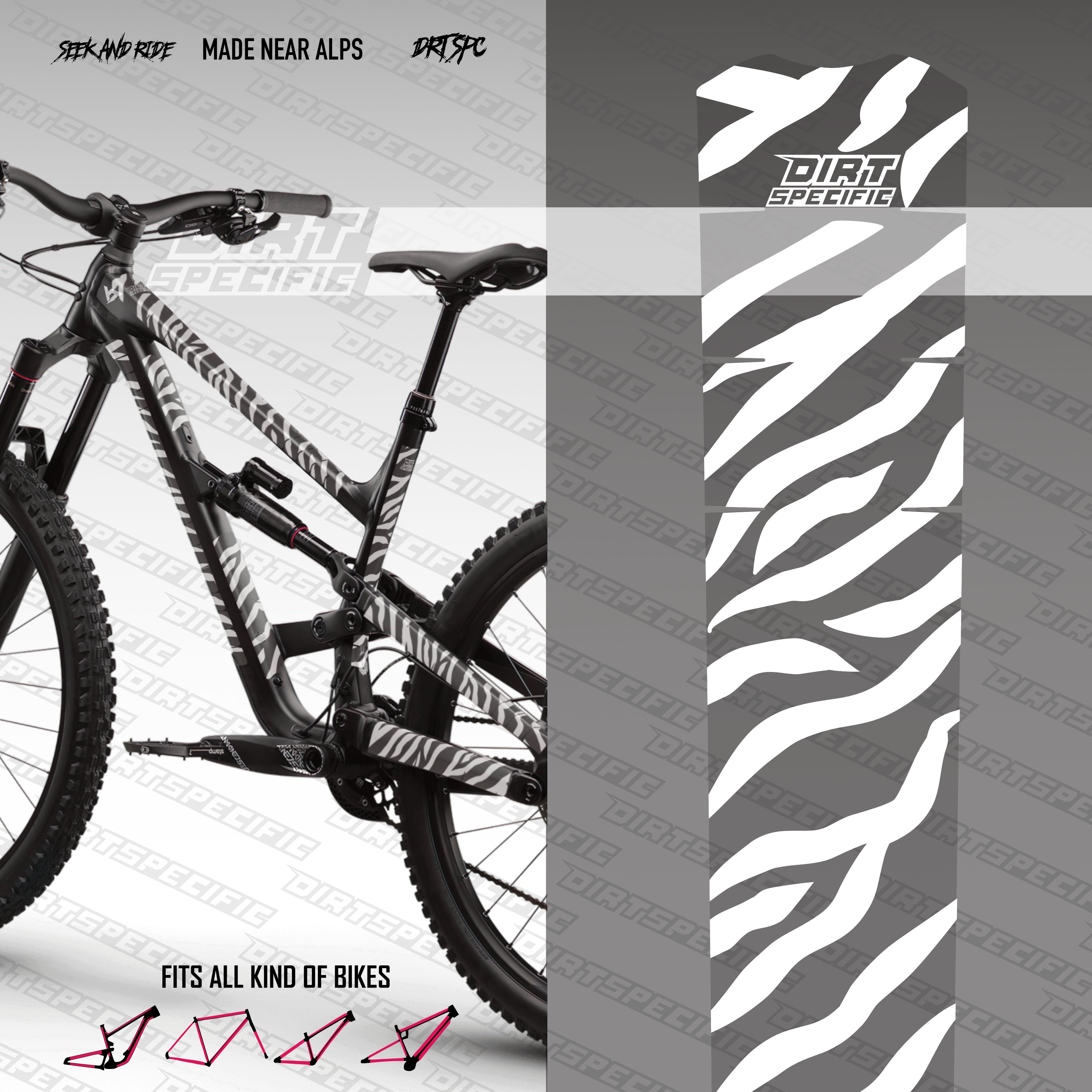 White zebra - Bike Frame wrap MK2 - (Custom Color Options🎨 ...