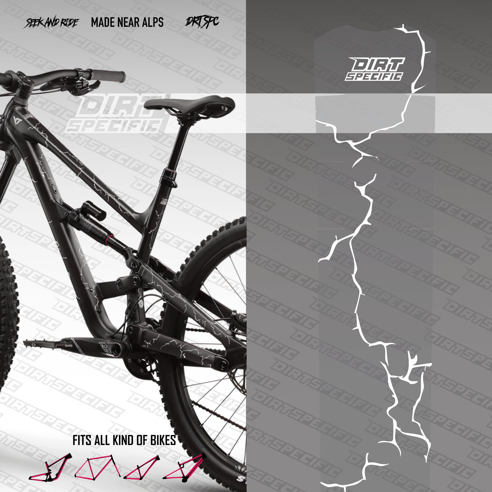 Kintsugi White- Bike Frame wrap MK2 - (Custom Color Options🎨 ) bike wrap kit – full frame protection set for mountain bikes mtb gravel downhill enduro