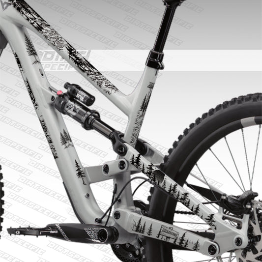 Pine Path Black  - Bike Frame wrap MK2 - (Custom Color Options🎨 )