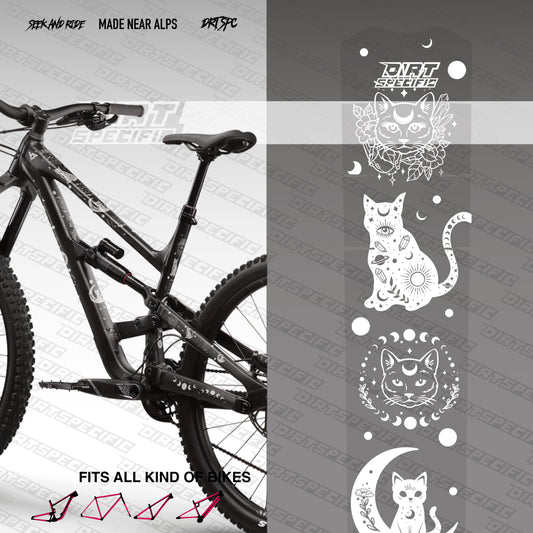 Mistic white cats - Bike Frame wrap MK2 - (Custom Color Options🎨 ) bike wrap kit – full frame protection set for mountain bikes mtb gravel downhill enduro