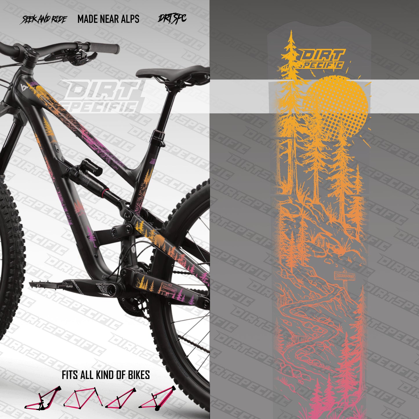 Pine Path Dawn  - Bike Frame wrap MK2