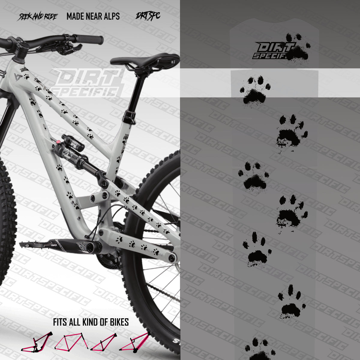 We Love Cats Black- Bike Frame wrap MK2 - (Custom Color Options🎨 )