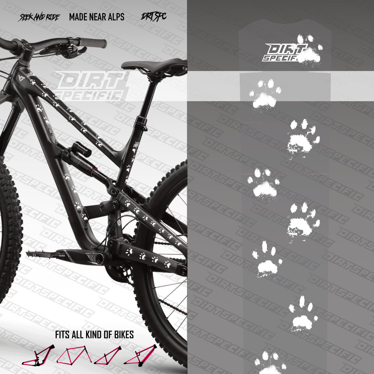 We Love Cats White- Bike Frame wrap MK2 - (Custom Color Options🎨 )